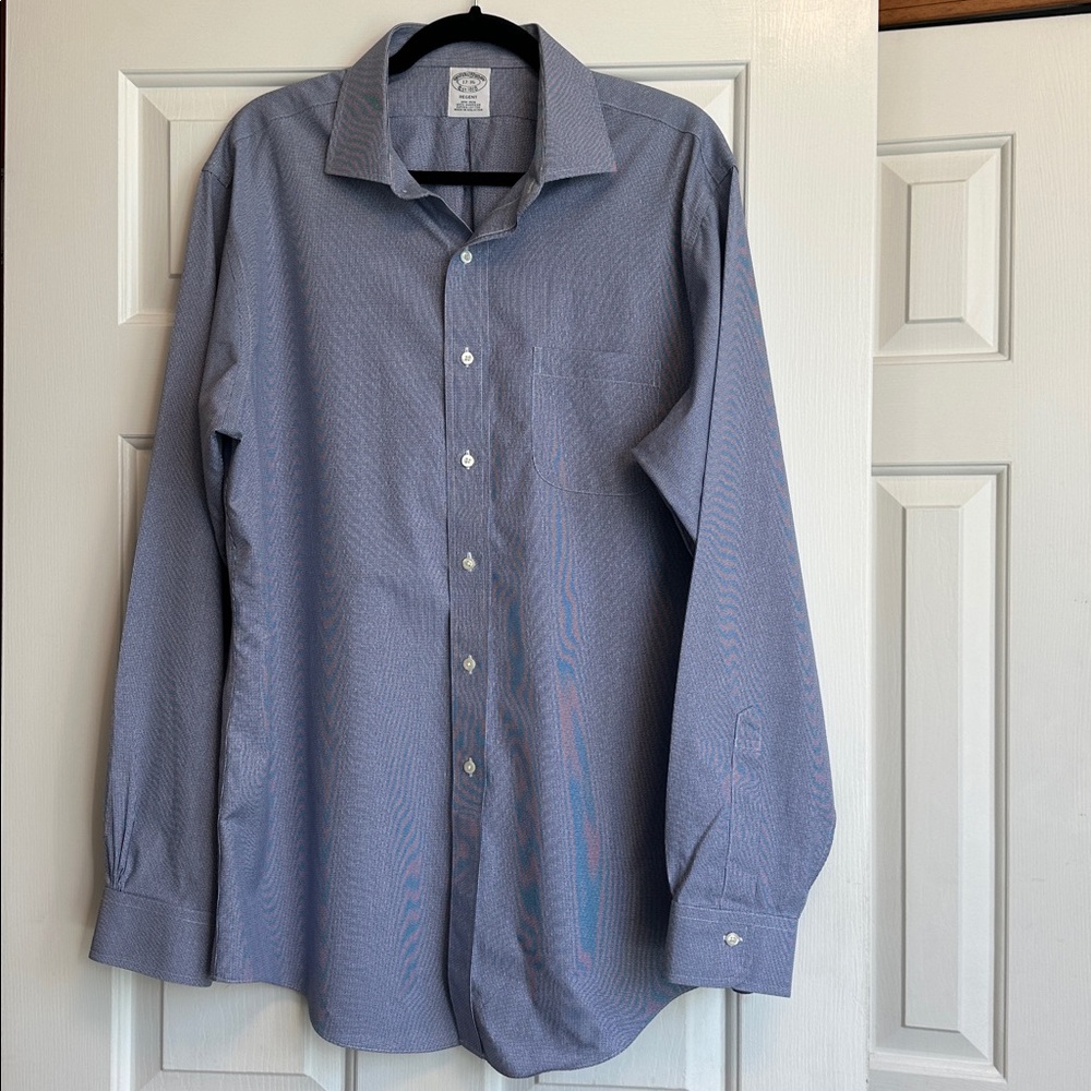 Brooks Brothers Regent Fit Blue Pattern Dress Shirt 17-36 Non-Iron Button Down